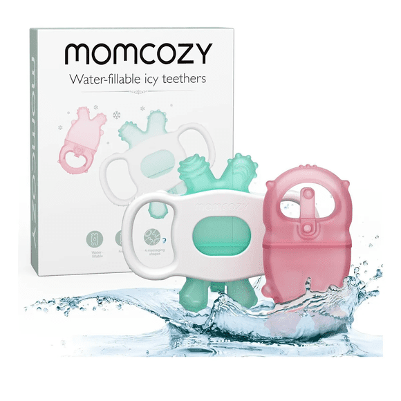 2 Pzs Mordedor Silicona Para Bebés Rellenable Agua Xtellar Color Rosa pálido Lisa