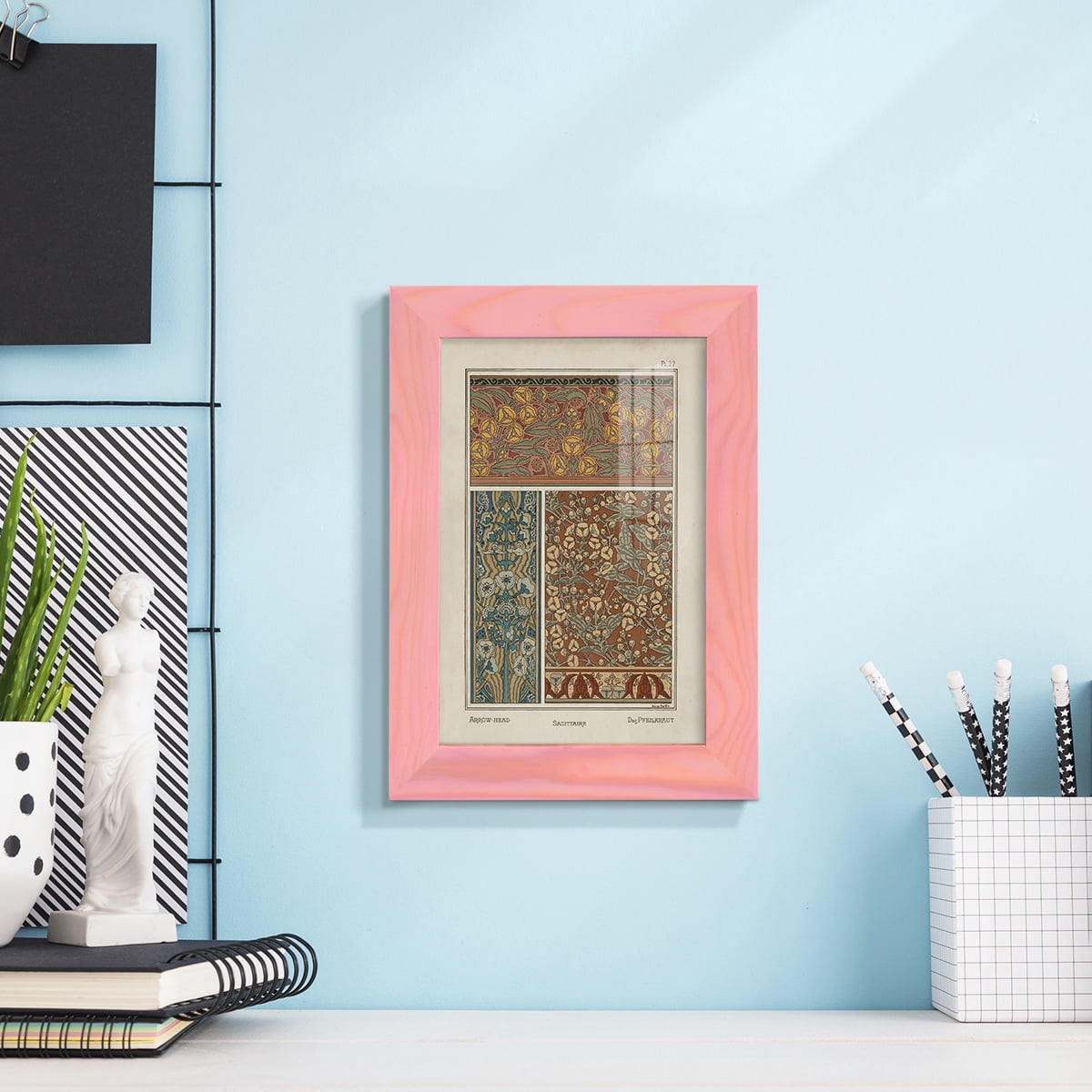 Nouveau Decorative II - Framed Print w/glass - Sunset Pink