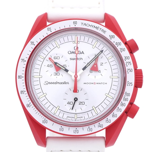 Pre-Owned Omega x Swatch Speedmaster Moonwatch Mission to the Mars SO33M100 Quartz Wristwatch...