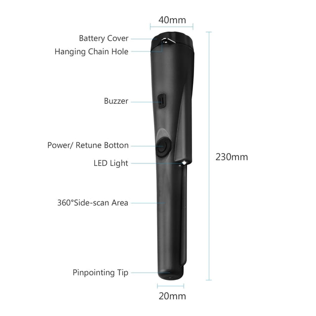 Metal Detectors Pinpointer with Holster Pin Pointer Wand Treasure Exploring Unearthing Tool Buzzer Vibration 360 Detection ,Long Lasting