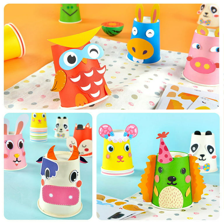 Arts and Crafts for Kids Ages 4-8,Create Your Own Animal Crafts Using Cups,Craft Set for Kids Ages Toddlers 3,4,5,6,8, Size: 9
