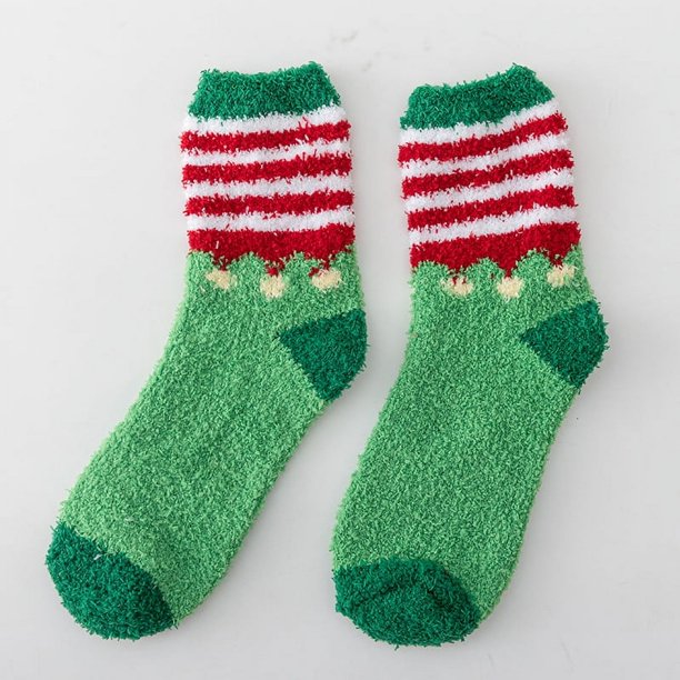 Calcetines de vellón de coral grueso para otoño e invierno, calcetines cálidos de medio vellón, calcetines de toalla, calcetines para dormir de dibujos animados para el hogar, calcetines