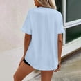 thumbnail image 4 of XuJwPNcy Women Tops Summer Short Sleeve Lapel Neck Tee Fashion Plain Tshirts Casual Loose Work Blouses, 4 of 7