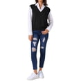 thumbnail image 2 of Chaleco de suéter sin mangas de mujer INSPIRE CHIC, cuello en V, clásico, de punto, parte superior de pullover, S negro, 2 of 6