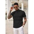thumbnail image 4 of COOFANDY Men's Short Sleeve Mock Turtleneck Sweater - Ribbed Knit Solid Casual Basic Pullover Tee, 4 of 9