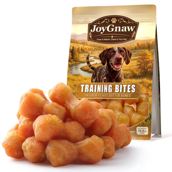 JoyGnaw Chicken & 2.5" Peanut Butter Bones Dog Treats, Peanut Butter Flavor Chews for All Dogs, 11 oz