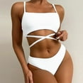 thumbnail image 2 of REORIAFEE Women Swimsuit Bikini Bathing Suit Resort Wear Bathing Suit Two Piece Swimwear Beachwear Set White S, 2 of 5
