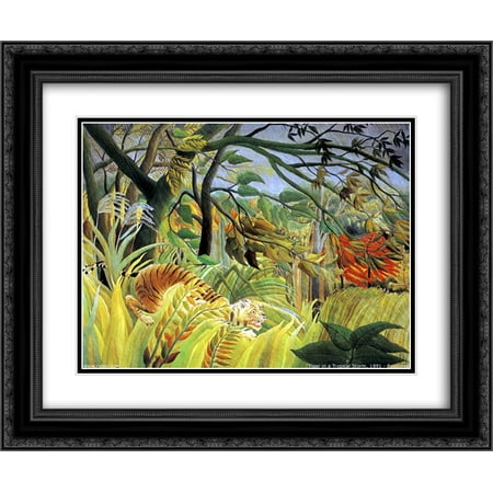 Henri Rousseau 2x Matted 24x20 Black Ornate Framed Art Print 'Tiger in a Tropical Storm (Surprised!) '