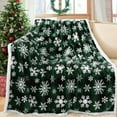 thumbnail image 2 of Christmas Sherpa Throw Blanket Super Soft Flannel Fleece Blanket for Bed Sofa Couch Thick Winter Holiday Warm Cozy Christmas Decorative Blanket 50''''x60'''', Green Snowflake, 2 of 8