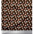 thumbnail image 1 of Soimoi Brown Japan Crepe Satin Fabric Dot & Cupcake Food Print Sewing Fabric Yard 42 Inch Wide, 1 of 3