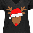 thumbnail image 4 of Inktastic Christmas Cute Reindeer in Santa Hat Women's Plus Size V-Neck T-Shirt, 4 of 5