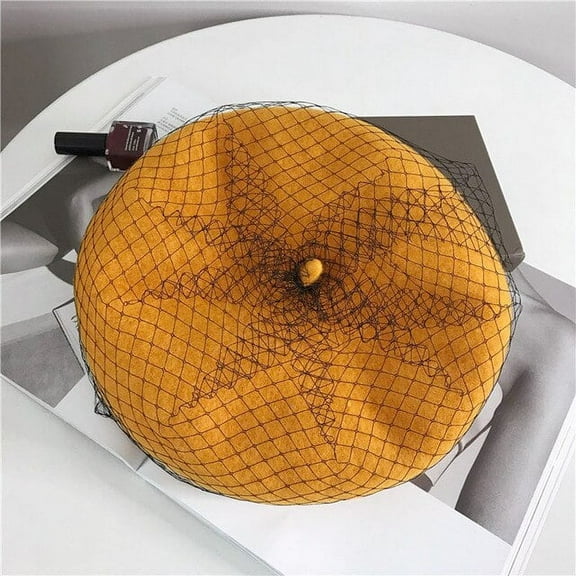 CoCopeaunt Black Mesh Wool Beret Women’S Autumn And Winter Elegant Painter’S Cap British Retro Style Cap