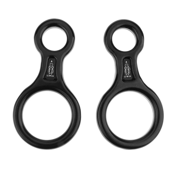 2 piezas de descensor de escalada de aleación de aluminio de 35 kN, equipo de rapel para descenso Negro