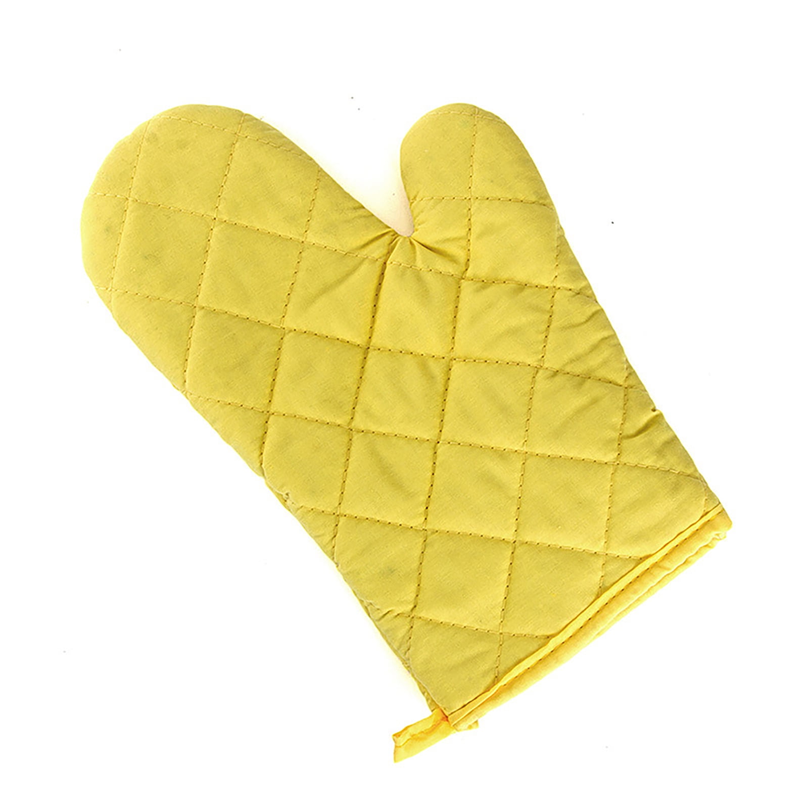 1pc Yellow Geometric Pattern Thickened Grid Anti-scald Heat Insulated Glove,  Oven Mitts Baking Gloves