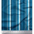 thumbnail image 1 of Soimoi Blue Poly Georgette Fabric Dot & Stripe Print Sewing Fabric Yard 52 Inch Wide, 1 of 5