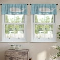 thumbnail image 2 of LALILO Kitchen Curtain Valance Blue Happy Whale Ocean Whale Rod Pocket Window Curtain 52"x 18" Set of 2, 2 of 5