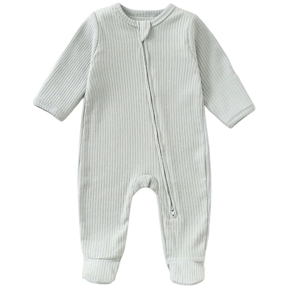 Xudanell Baby Footies Pajamas, 2-Way Zipper Baby Sleepers with Mitten - Long Sleeve Baby Zip Up Onesie for 0-12 Months (Light Green, 3-6 Years)