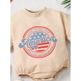 thumbnail image 5 of Independence Day Infant Baby Girl Boy Romper, Summer Short Sleeve Round Neck America Letters Print Casual Party Street Bodysuit, 5 of 9