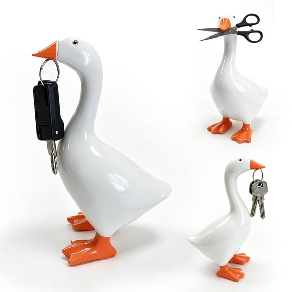 6.6-Inch Desk Goose Magnetic Key Holder – Cute Resin Figurine for Office & Home Decor