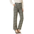 thumbnail image 4 of INSPIRE CHIC Women's Plaid Elastic Waist Button Zipper Straight Leg Long Pants XL Black Beige, 4 of 6