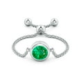 thumbnail image 2 of ANGARA Natural Bezel-Set Round Emerald Solitaire Bolo Ring in 14K White Gold for Women (Size-5mm) | May Birthstone, Birthday, Anniversary, Jewelry Gift for Women | Natural Emerald Ring, 2 of 9
