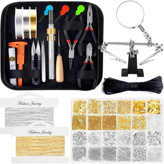 44-Piece Ultimate Jewelry Making Kit with Professional Tools, Assorted Findings & Helping Hands - Complete Starter Supplies for Adults DIY Craft & Repair