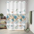 thumbnail image 6 of No Hook Shower Curtain, Vintage Beach Coastal Shower Curtains for Bathroom with See Through Top Window, Nautical Shell Starfish Coral Summer Waterproof & Washable Bath Curtain 60"x72", 6 of 9