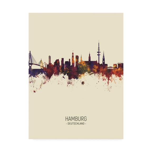 Trademark Fine Art 'Hamburg Germany Skyline Portrait III' Canvas Art by Michael Tompsett