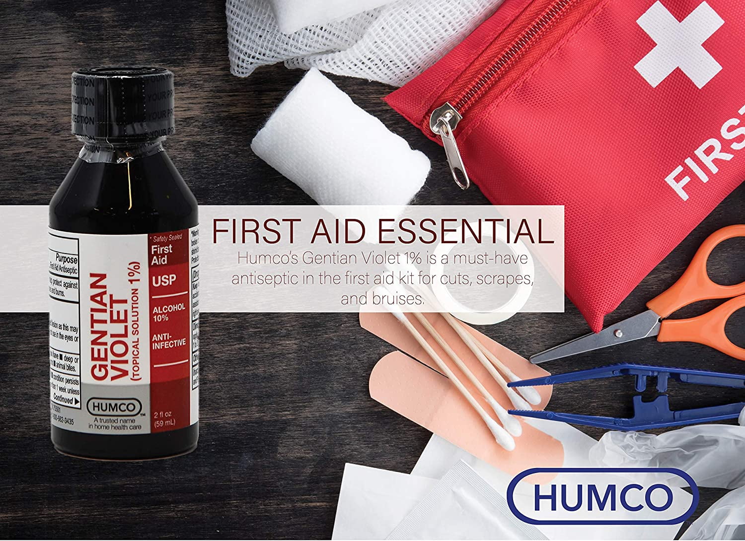 6 Pack - Humco Gentian Violet Topical Solution 2% 2 oz
