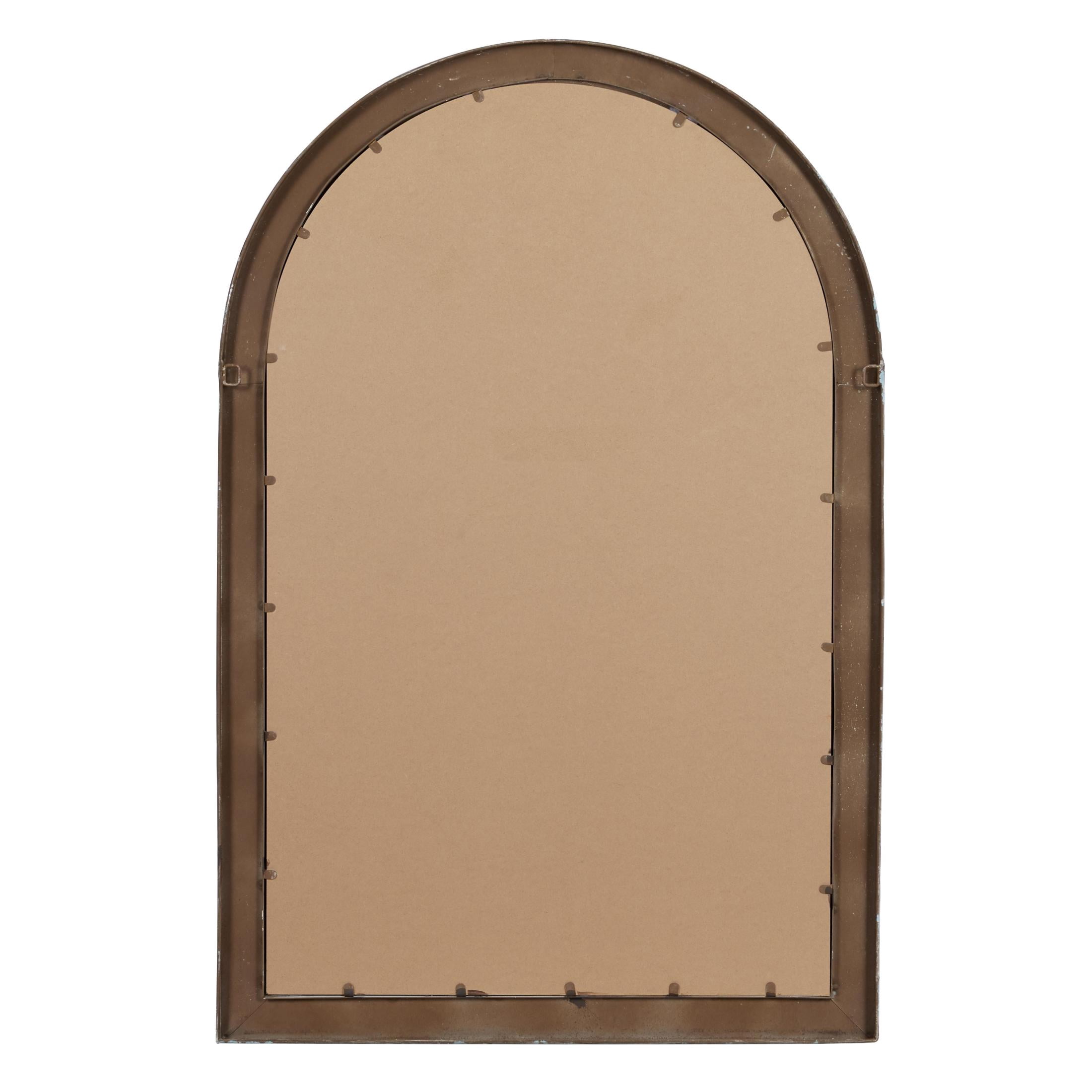 DecMode 34" x 52" White Window Pane Inspired Wall Mirror with Arched Top