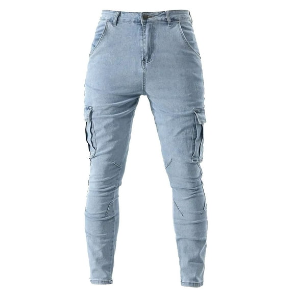 Jeans for Men Style Side Pencil Pants with Pockets Skinny Fit Jeans Stretch Casual Comfort Outdoor Denim Pants