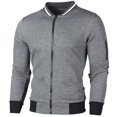 thumbnail image 1 of Hombres Rejilla Zip Up Jumper Cardigan Abrigo Invierno Casual Bomber Chaqueta Tops Outwear, 1 of 3