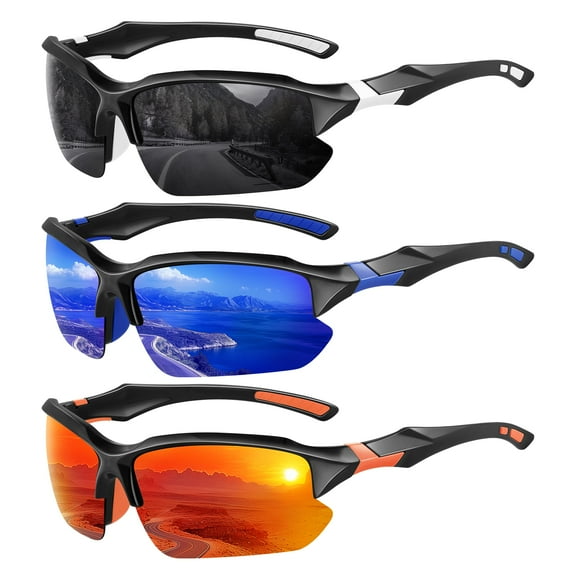 USTOP Polarized Sports Sunglasses for Men - UV Protection Half Frame Sun Glasses for Running Fishing