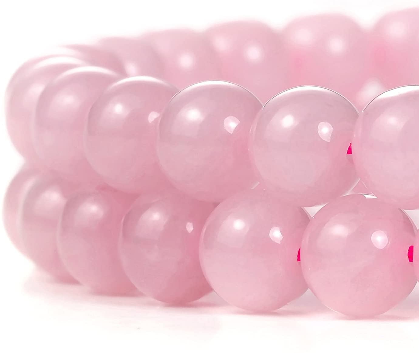 Natural Gemstone Pink Rose Quartz Round Loose Beads For Jewelry Making 15" DIY 
