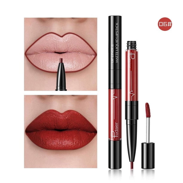 Fiudx Set de Labiales Líquidos, Delineador y Lápiz Labial de Doble Punta, Colores Mate Aterciopelados a Prueba de Agua, Hidratación Duradera y Acabado Antiadherente, Maquillaje Diario o para Ocasione