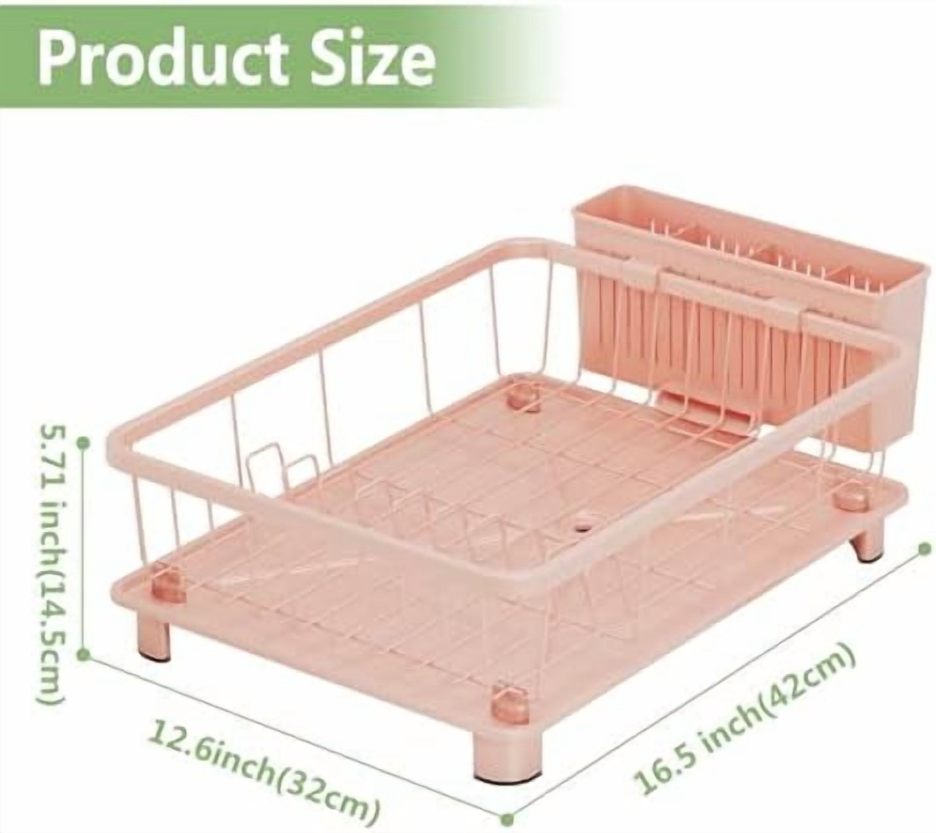 Pink Dish Drying Rack - Space-Saving Dish Rack,Dish Racks for Kitchen Counter with Drainboard, Birthday Christmas Day Mothers Day Thanksgiving Gifts for Mom Grandma Wife Kitchen Enthusiasts