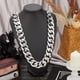 thumbnail image 3 of Collar grueso de plata para hombre, cadena de hip hop de 36 pulgadas, de plástico artificial, estilo punk de los años 80 y 90, grande y grueso, con bordillo cubano, collares de disfraz de rapero., 3 of 5