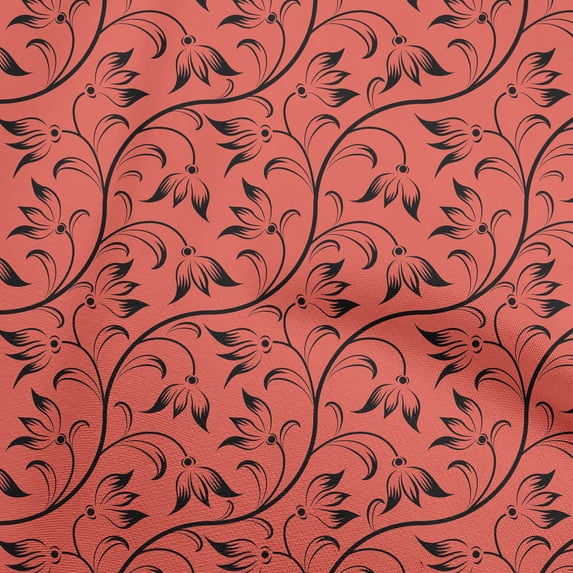 oneOone Cotton Poplin Twill Red Fabric Asian Floral Block Fabric For Sewing Printed Craft Fabric By The Yard 56 Inch Wide