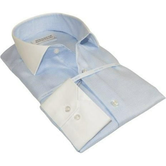 Mens 100% Italian Cotton Shirt High Quality Non Iron SORRENTO Turkey 4442 Blue