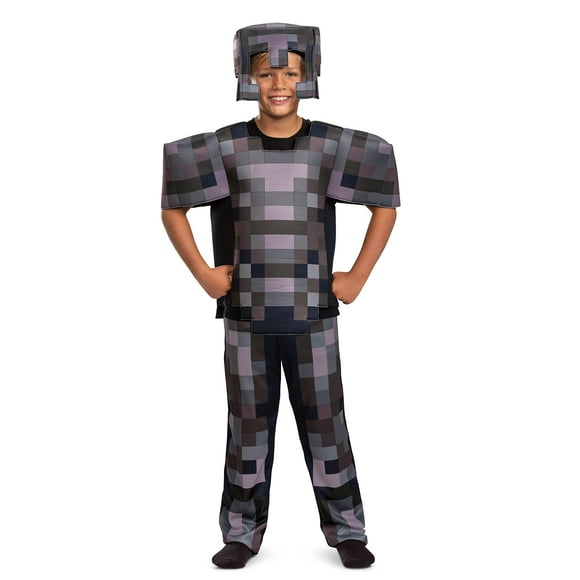 Minecraft Costume, Official Nether Armor Outfit for Kids Minecraft Costume, Deluxe Child Size Medium (7-8)