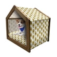 thumbnail image 1 of Avocado Pet House, Doodle Style Fruits Exotic Tropical Composition with Dashed Lines Ecology, Outdoor & Indoor Portable Dog Kennel with Pillow and Cover, 5 Sizes, Yellow Green Brown, by Ambesonne, 1 of 5