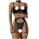 thumbnail image 3 of Conjunto de lencería con bordado de encaje con tiras y bralette de color sólido sexy para mujer Fridja nalpqowj11563, 3 of 4