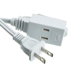 6ft 3 Outlet Power Extension Cord, UL/CSA White 16/2