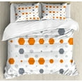 thumbnail image 1 of Geometric Duvet Cover Set Queen Size, Abstract Hexagon Pattern Modern Style Geometric Illustration Honeycomb, Decorative 3 Piece Bedding Set with 2 Pillow Shams, Orange Grey Pale Grey, by Ambesonne, 1 of 3
