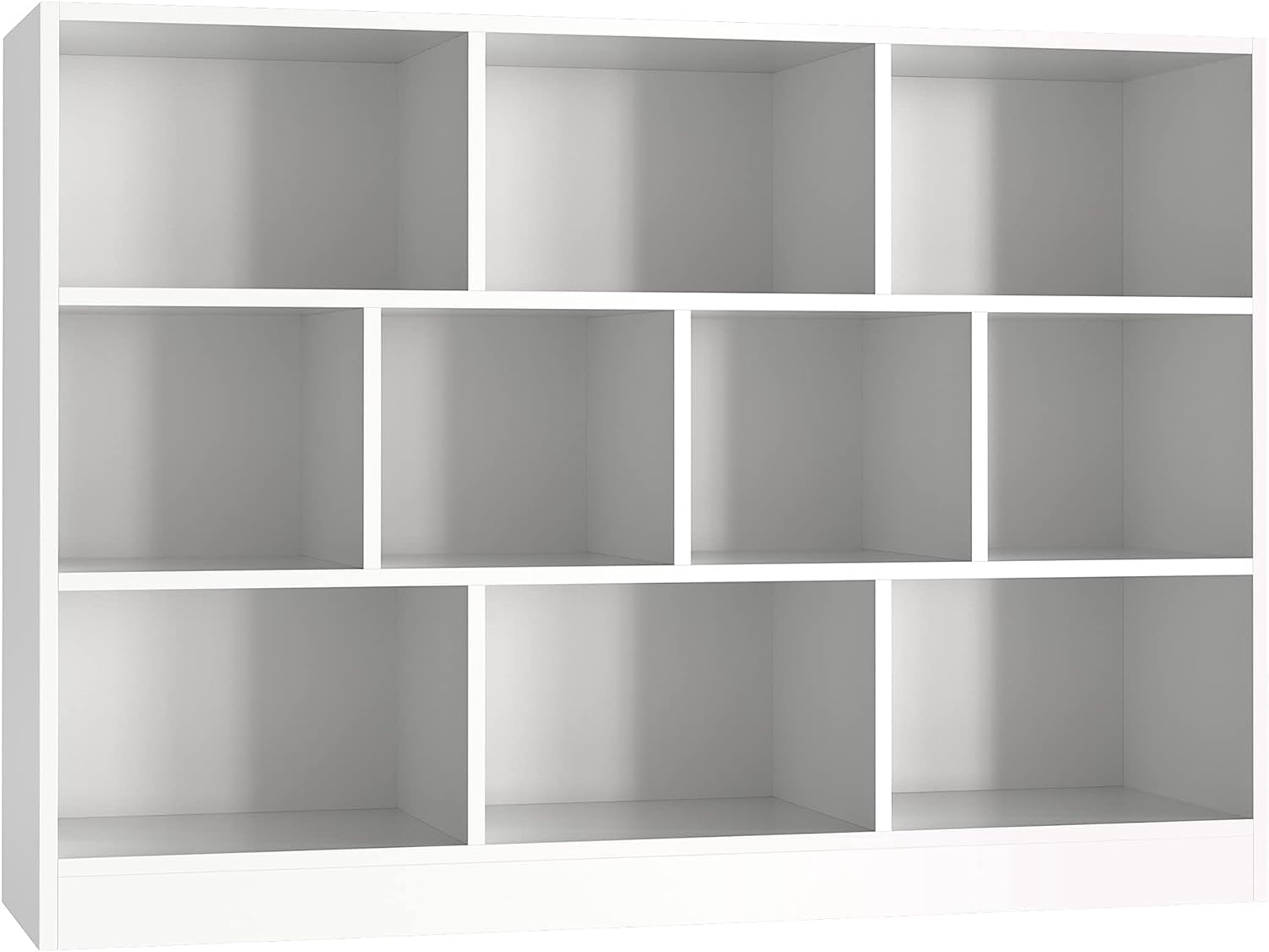 Cozy Castle Wood Bookshelf, 3-Tier Open Shelf Bookcase, 10 Cube Storage Organizer with Anti-Tilt Device, Freestanding Book Storage Shelves for Bedroom, Living Room,White