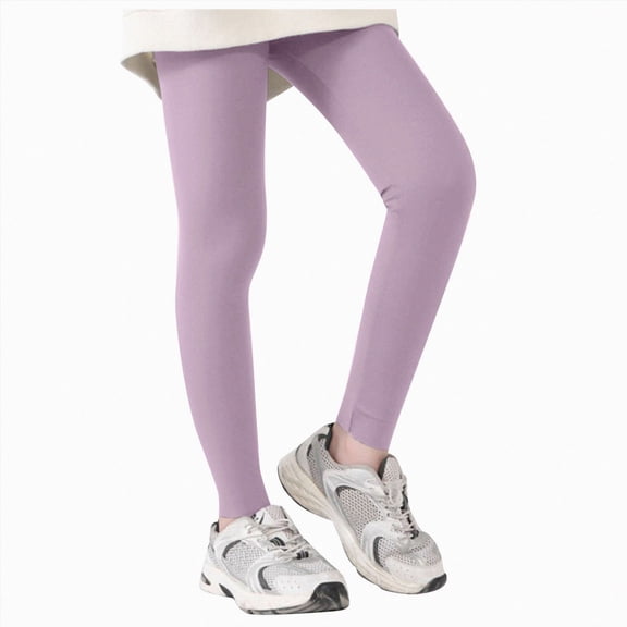 WUANDIXFA Cotton Tights for Girls 2-12 Years Toddler Girls Leggings Kids Cotton Stretchy Tight Pants with Elastic Waist for Baby Fall Basic Casual,Purple,3-4 Years