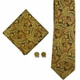 thumbnail image 3 of Synzerm Mens Plaid Ties Classic Paisley Necktie with Handkerchief Cufflinks Set Business Stripe Tie, 3 of 3