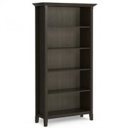 Pemberly Row 36" 5-Shelf Solid Wood Bookcase in Hickory Brown