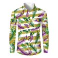 thumbnail image 3 of Fgvctg Mardi Gras Shirts for Men Carnival Party Long Sleeve V Neck Button Down Shirts Multicolored Mask Print Collared Blouse Plus Size Business Casual Tops Green M, 3 of 5