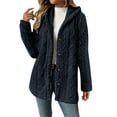 thumbnail image 6 of Busydd Womens Fleece Jacket Solid Color Warm Winter Jackets for Women Comfy Long Sleeve Button Hooded Cardigan for Women 4XL, 6 of 8